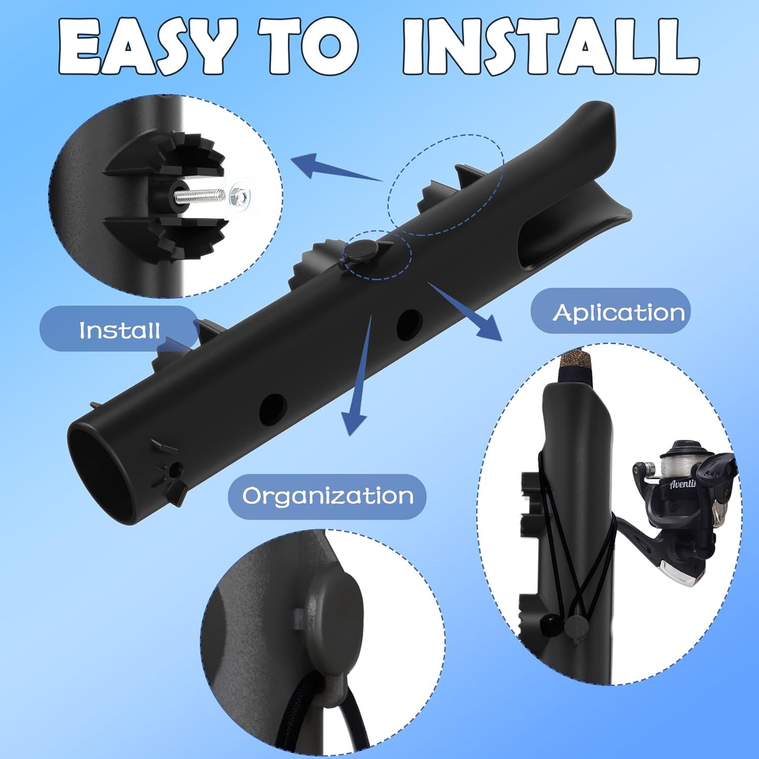 Aventik Fishing Rod Holder, Bracket Wall Mounted Boat Side Mount Tool Holder, Tube Links with Screws, 1/2/3/4/6 Pole Tube Fishing Rod Holders