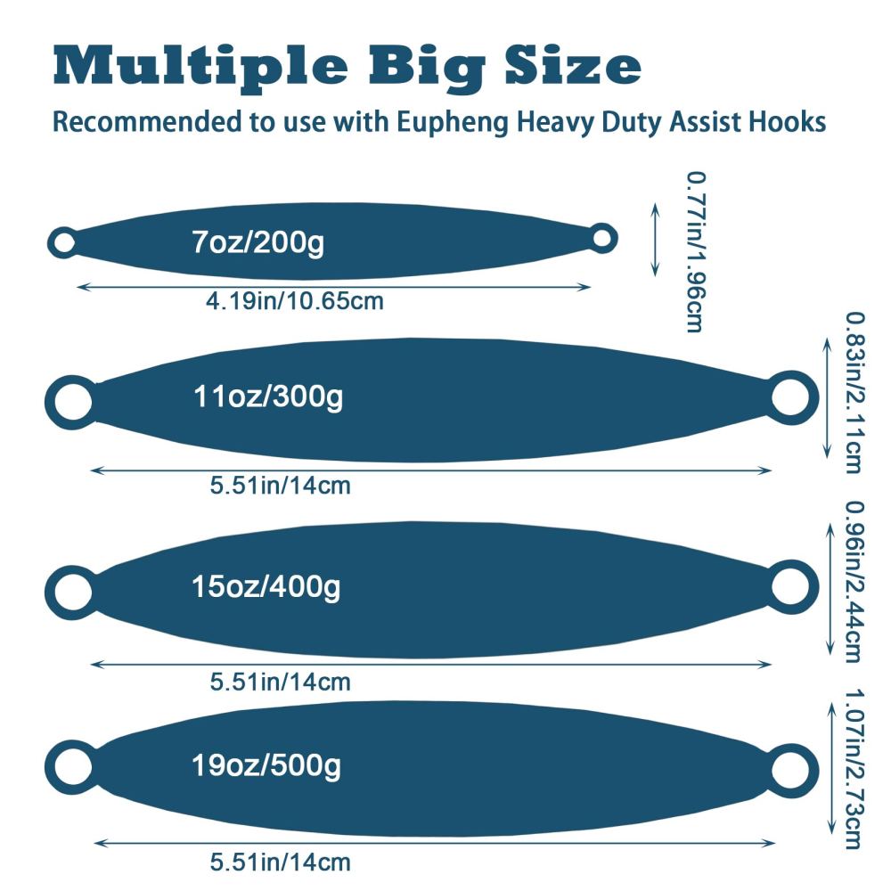 Heavy Duty Fishing Jigs Saltwater 200g/300g/400g/500g, Glow in Dark Roller Slow Fall Lead Jig Deep Sea Fishing Jigging Lures for Tuna, Salmon, Sailfish, Grouper Snapper