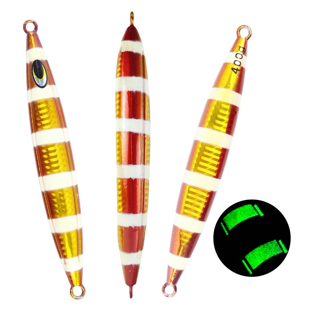 Heavy Duty Fishing Jigs Saltwater 200g/300g/400g/500g, Glow in Dark Roller Slow Fall Lead Jig Deep Sea Fishing Jigging Lures for Tuna, Salmon, Sailfish, Grouper Snapper