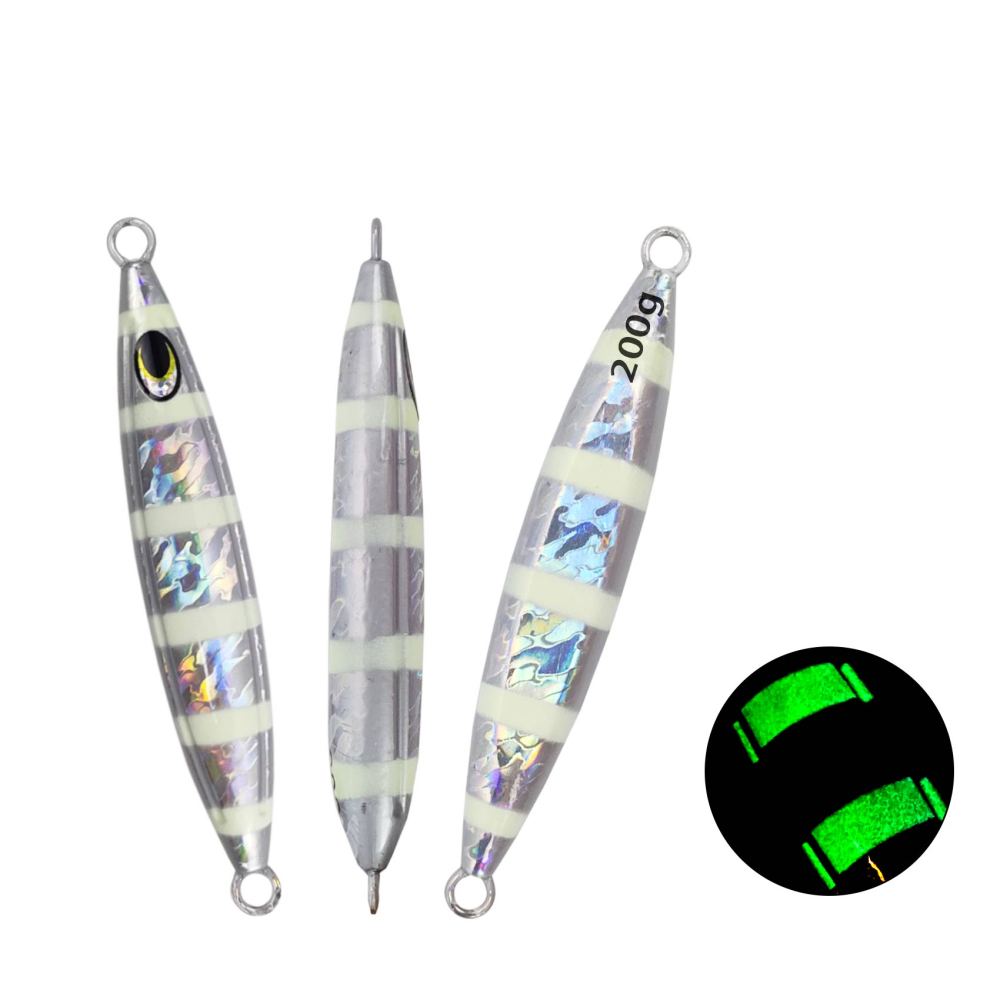 Heavy Duty Fishing Jigs Saltwater 200g/300g/400g/500g, Glow in Dark Roller Slow Fall Lead Jig Deep Sea Fishing Jigging Lures for Tuna, Salmon, Sailfish, Grouper Snapper
