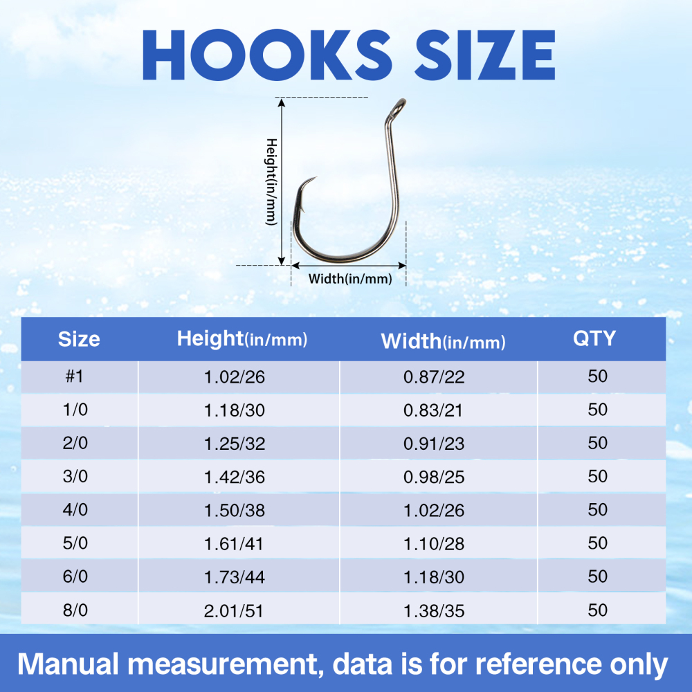 Eupheng Circle Hooks 2X Strong Offset Freshwater Saltwater Fish Hooks for Catfish Bass Trout Multi Size