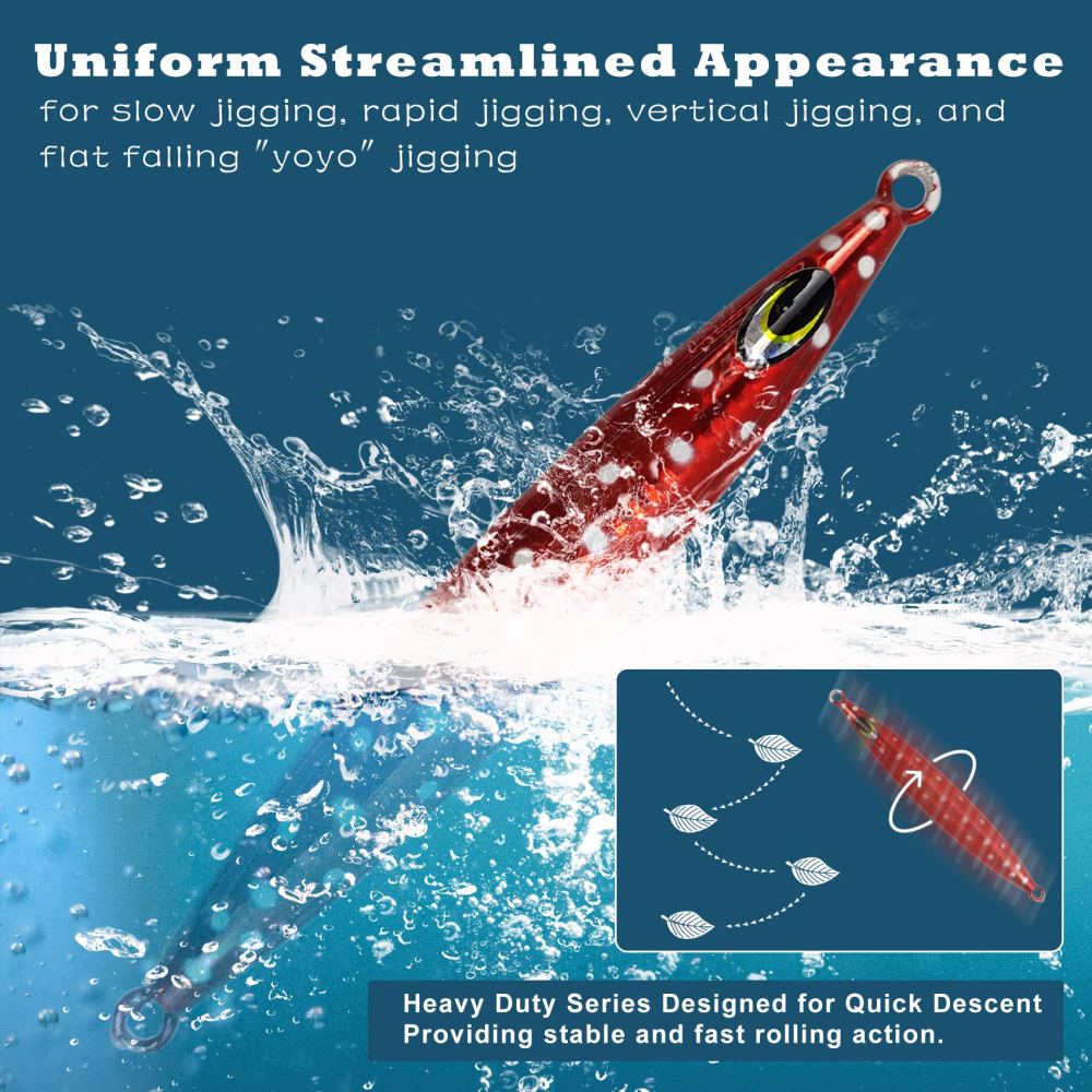 Heavy Duty Fishing Jigs Saltwater 200g/300g/400g/500g, Glow in Dark Roller Slow Fall Lead Jig Deep Sea Fishing Jigging Lures for Tuna, Salmon, Sailfish, Grouper Snapper