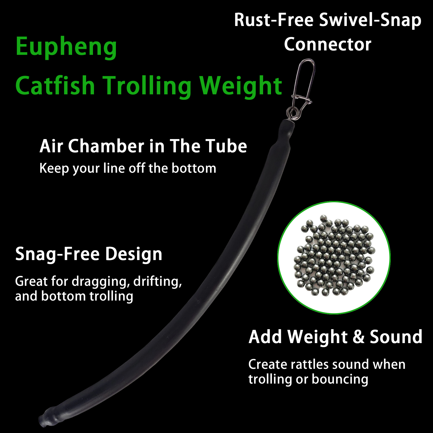 Catfish Trolling Weight, SNAG-FREE Catfish Dragging Sinkers for Trolling, Dragging, Bottom Search, Available in 1oz 2oz and 3oz