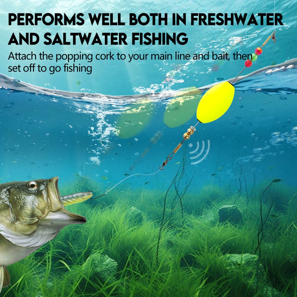 Popping Corks Floats, Fishing Bobbers Floats Popping Corks Rattle Rig for Saltwater Freshwater 2PCS/4PCS