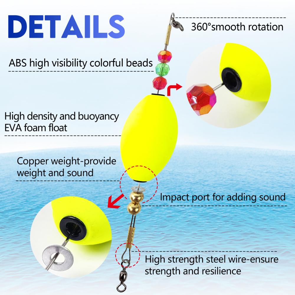 Popping Corks Floats, Fishing Bobbers Floats Popping Corks Rattle Rig for Saltwater Freshwater 2PCS/4PCS