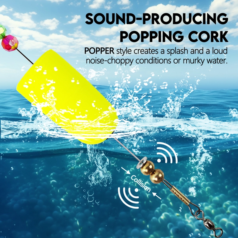 Popping Corks Floats, Fishing Bobbers Floats Popping Corks Rattle Rig for Saltwater Freshwater 2PCS/4PCS