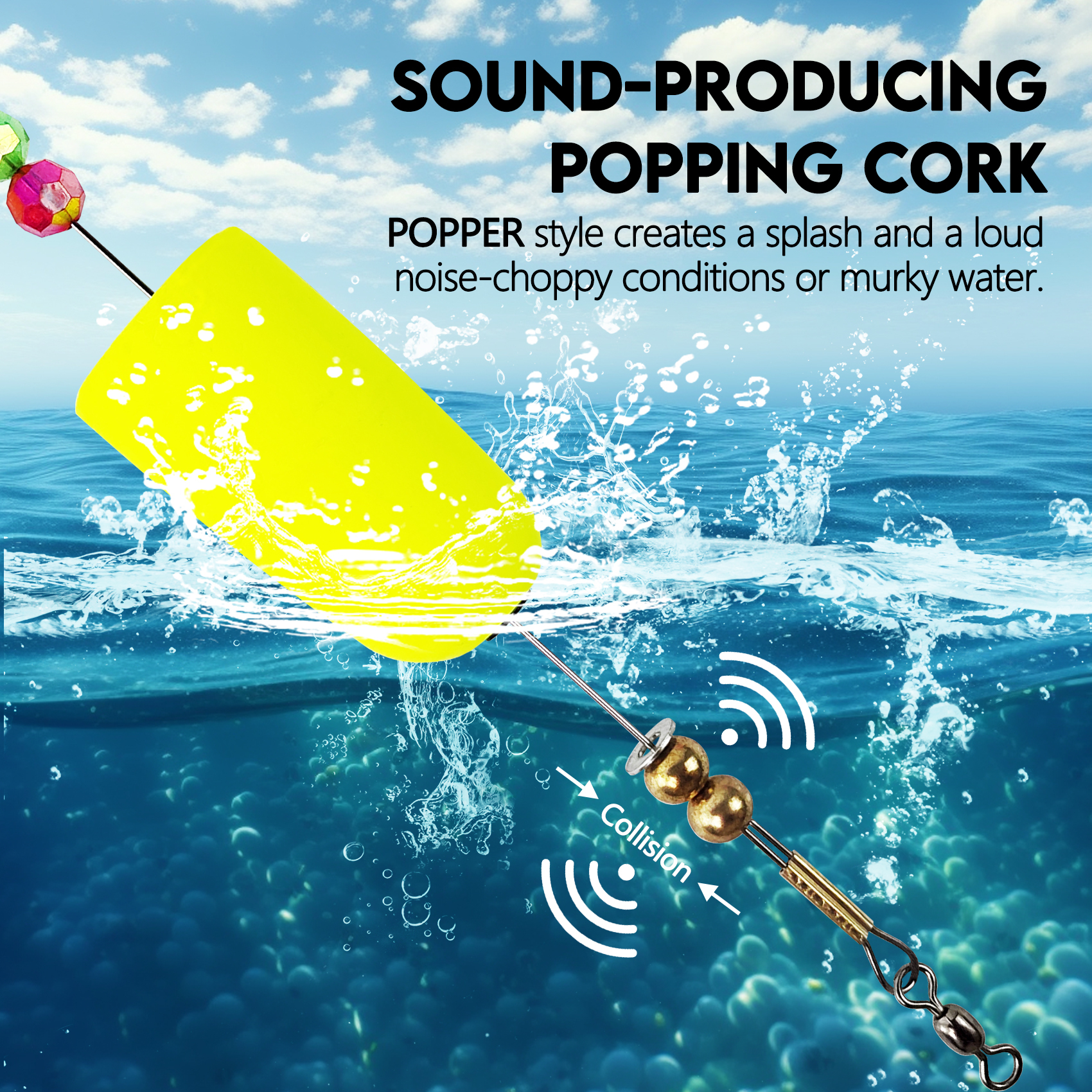 Popping Corks Floats, Fishing Bobbers Floats Popping Corks Rattle Rig for Saltwater Freshwater 2PCS/4PCS