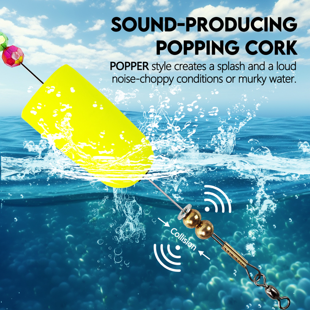 Popping Corks Floats, Fishing Bobbers Floats Popping Corks Rattle Rig for Saltwater Freshwater 2PCS/4PCS