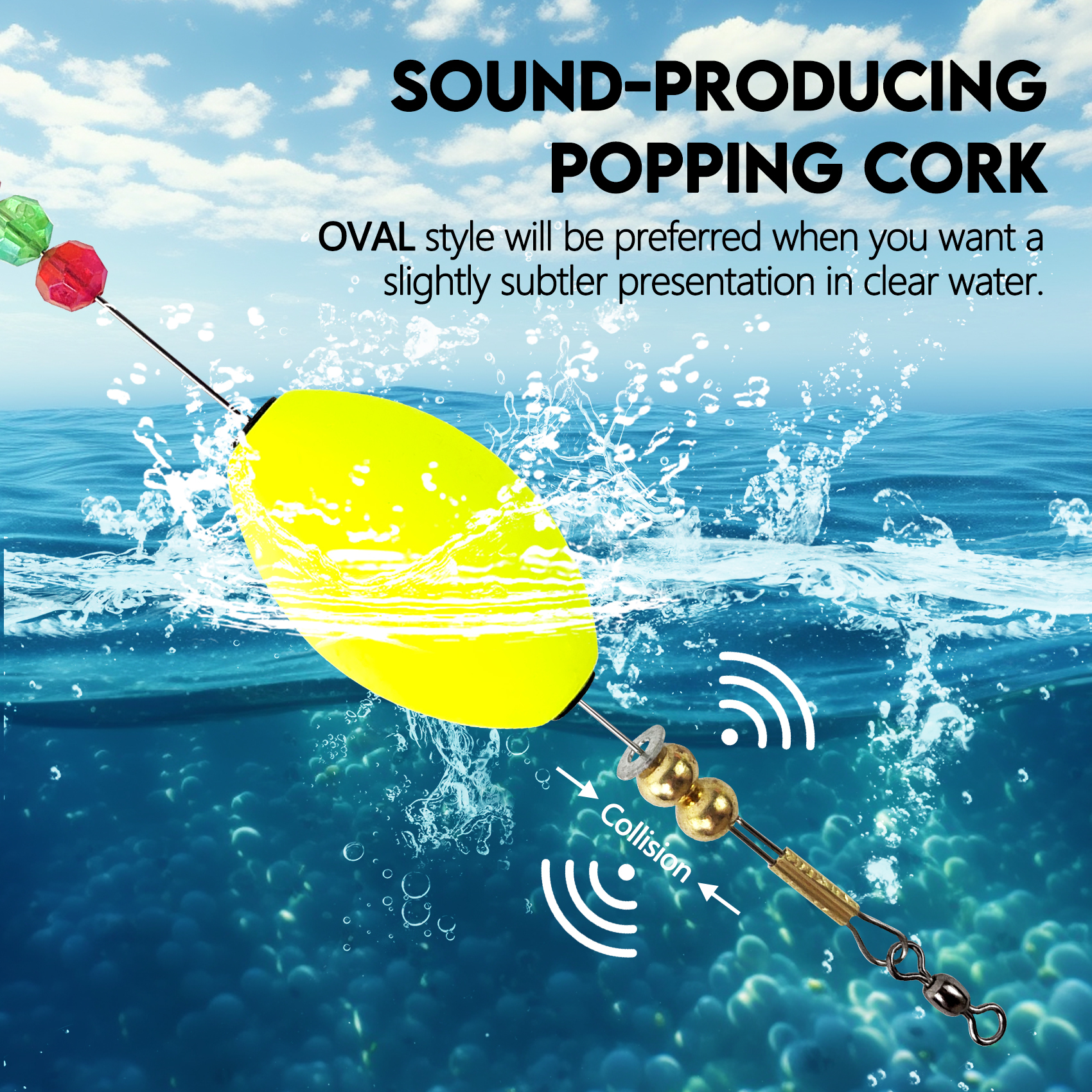 Popping Corks Floats, Fishing Bobbers Floats Popping Corks Rattle Rig for Saltwater Freshwater 2PCS/4PCS