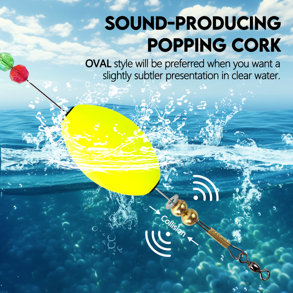 Popping Corks Floats, Fishing Bobbers Floats Popping Corks Rattle Rig for Saltwater Freshwater 2PCS/4PCS