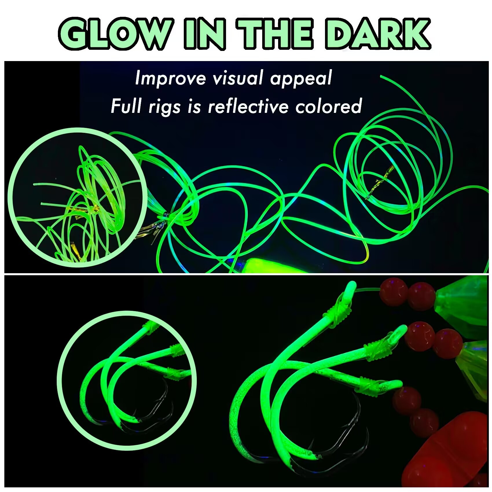 Catfish Rig Catfish Float Rigs, Catfishing Tackle Floats with Rattler Beads Snaps, Colorful Santee Cooper Rigs for Catfish Fishing 5/0 6/0 8/0 Glow in Dark Circle Hooks(6PCS)