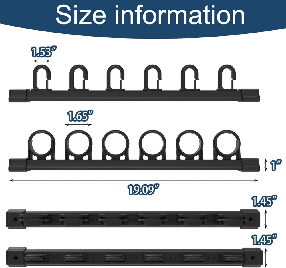 Aventik Fishing Rod Holders for Garage, Wall Mount Ceiling Fishing 6 Pole Storage Vertical/Horizontal Roof Rack Garage, Door Slide Rod Holder, Fishing Pole Rack