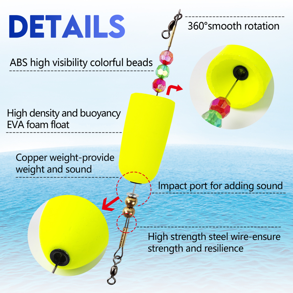 Popping Corks Floats, Fishing Bobbers Floats Popping Corks Rattle Rig for Saltwater Freshwater 2PCS/4PCS