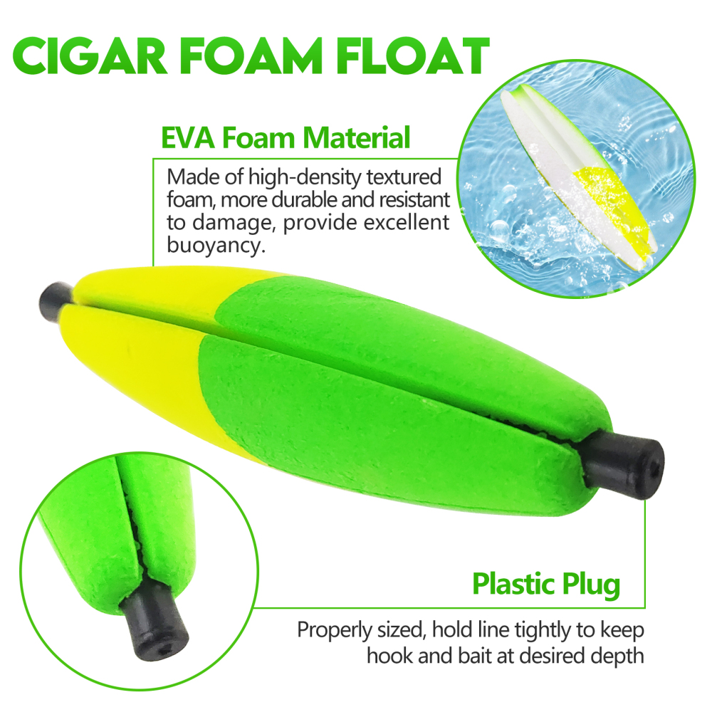 Peg Floats Slotted, Catfish Fishing Floats Slip Bobbers Cigar Foam Bobbers with Pipe Plug for Santee Rig Catfish Rig Fish Finder Rig