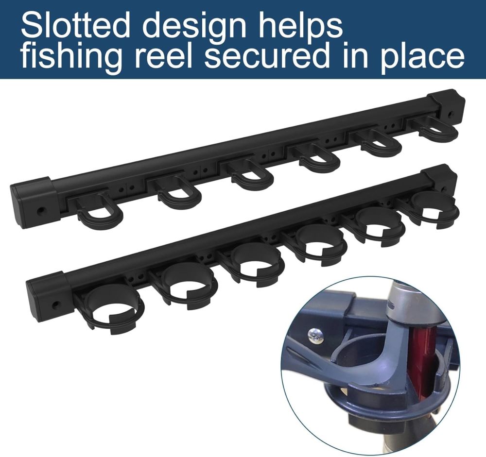 Aventik Fishing Rod Holders for Garage, Wall Mount Ceiling Fishing 6 Pole Storage Vertical/Horizontal Roof Rack Garage, Door Slide Rod Holder, Fishing Pole Rack