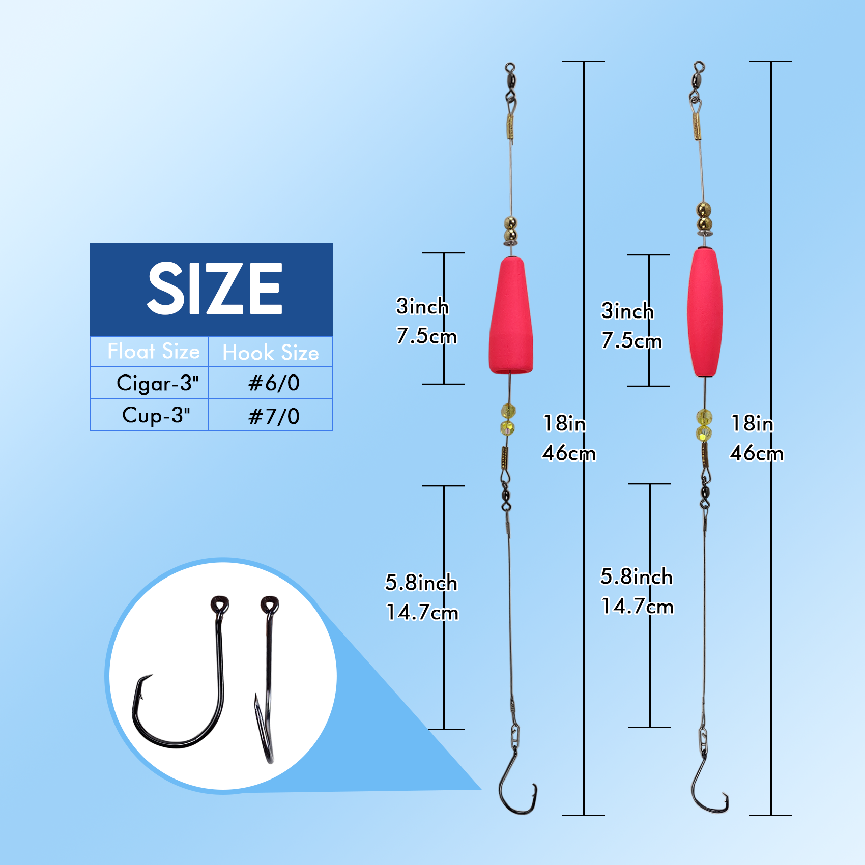 Popping Corks Floats, Fishing Bobbers Floats Popping Corks Rattle Rig for Saltwater Freshwater 2PCS/4PCS