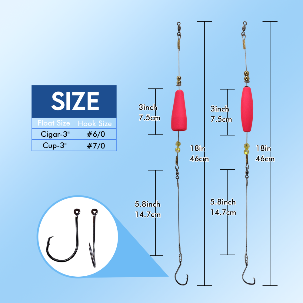 Popping Corks Floats, Fishing Bobbers Floats Popping Corks Rattle Rig for Saltwater Freshwater 2PCS/4PCS