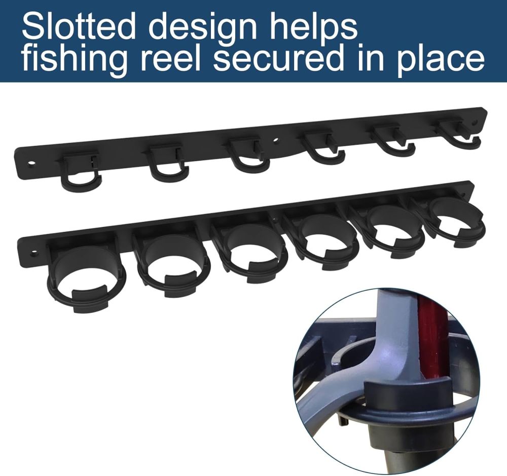 Aventik Wall Mount Fishing Rod Holder, Vertical Fishing Pole Storage Garage, Horizontal Fishing Pole Holder Rod Rack, Organizer for Fishing(Black/Green)