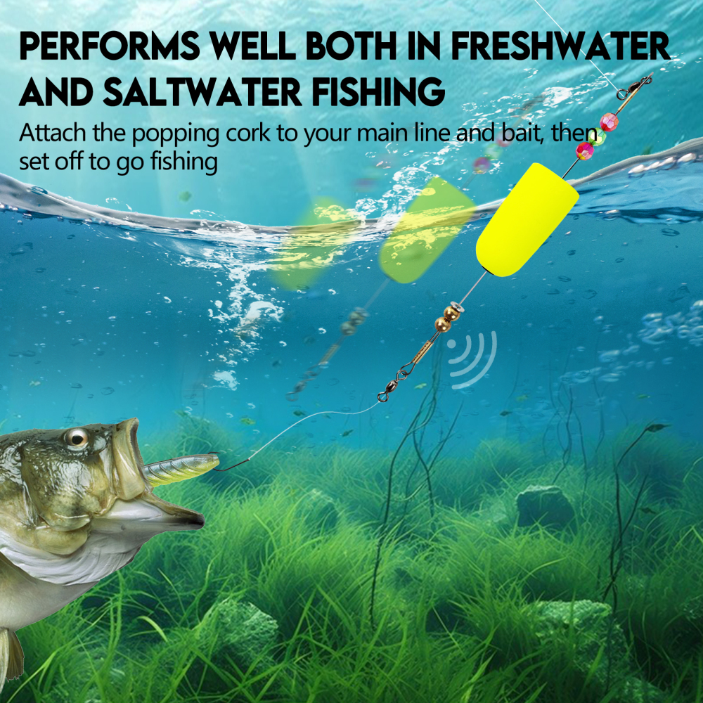 Popping Corks Floats, Fishing Bobbers Floats Popping Corks Rattle Rig for Saltwater Freshwater 2PCS/4PCS