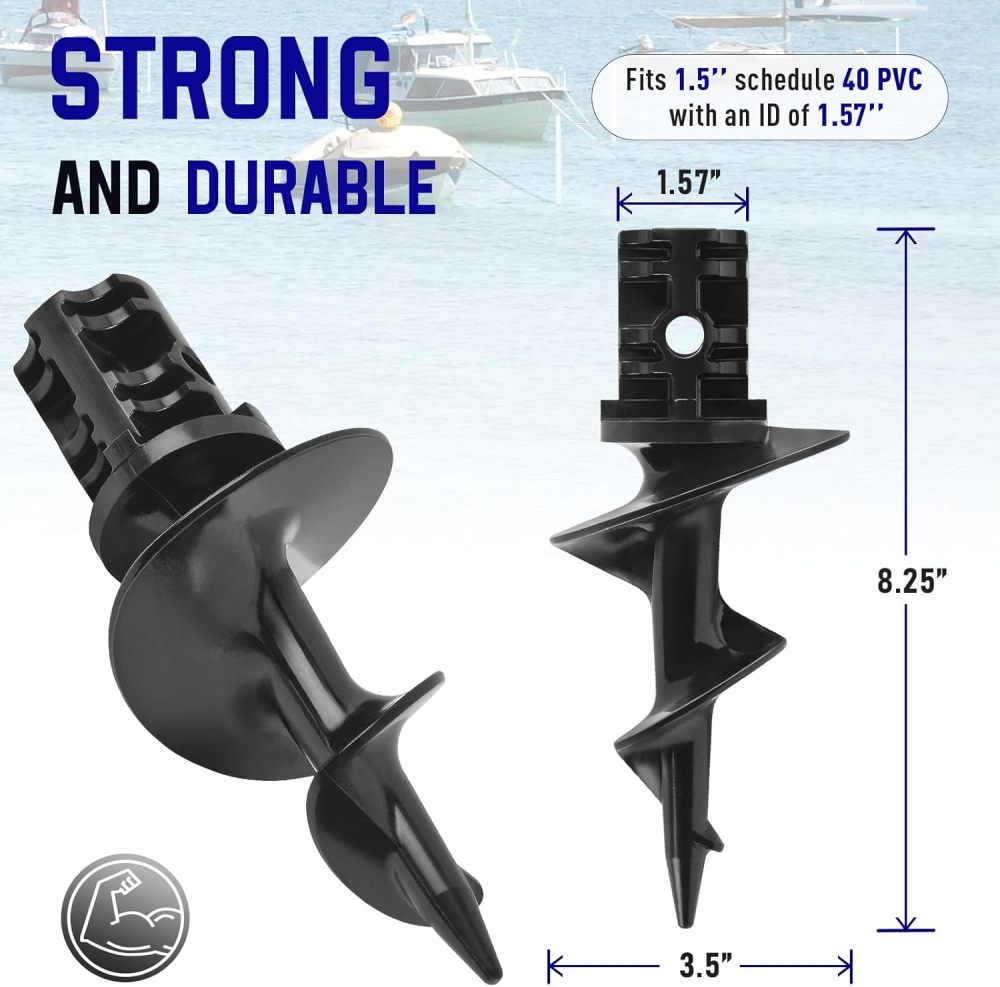 Touri 2 Pack Dock Sand Auger for Making PVC Tubing Sandbar Anchor Securing Your Boat with Ease Fits 1.5'' Schedule 40 PVC with an ID of 1.57''