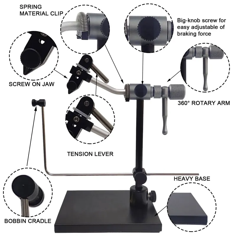 Eupheng Madison True Rotary Vise Fly Tying Vise with 360 Degree Rotation Easy Adjustment of Rotation Resistance 26 to 4/0 Hook Sizes