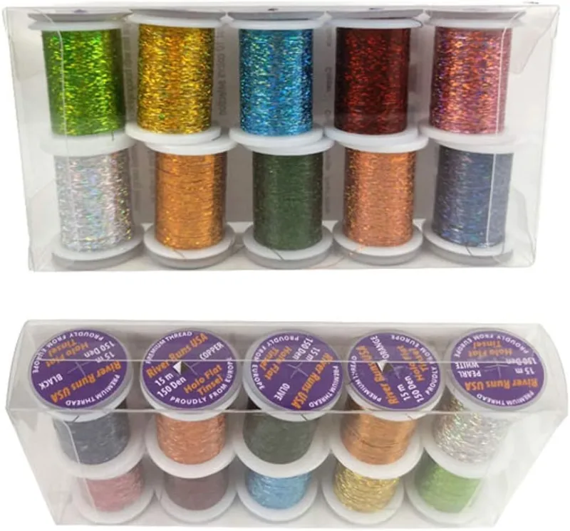 Riverruns Micro Glint Nymph Thread, Holo Flat Tinsel, Fluo Thread Fly Tying Material Proudly from Europe Trigger to The Fish