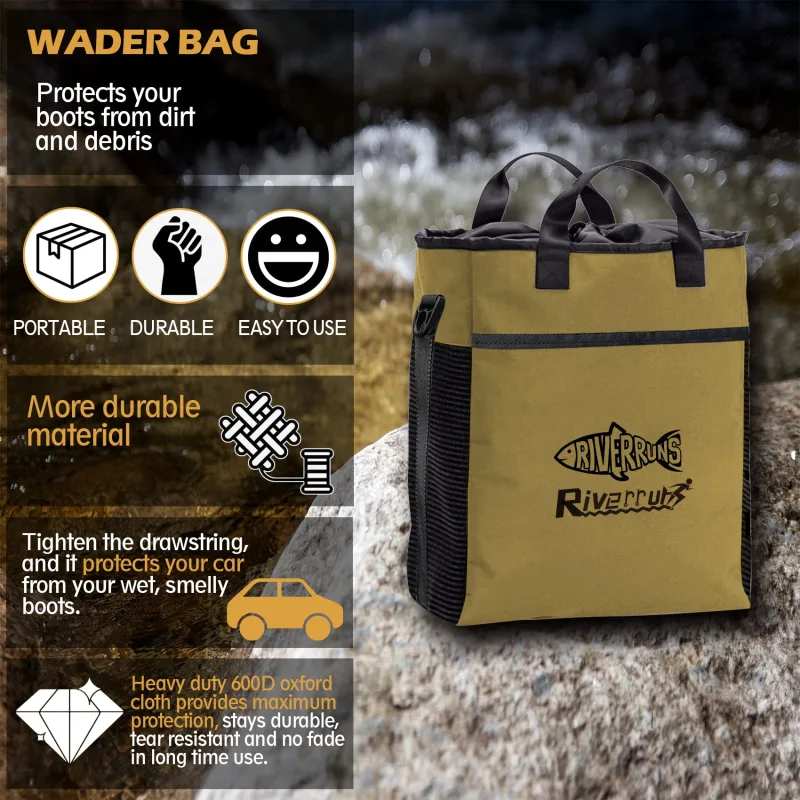 Riverruns Fishing Hunting Wader Bag with Vented Mesh, Waders Boots Bag, Fly Fishing Storage Bag for Fishing, Hiking, Camping