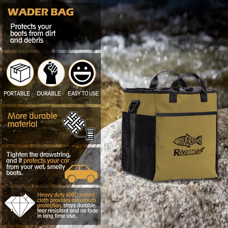 Riverruns Fishing Hunting Wader Bag with Vented Mesh, Waders Boots Bag, Fly Fishing Storage Bag for Fishing, Hiking, Camping