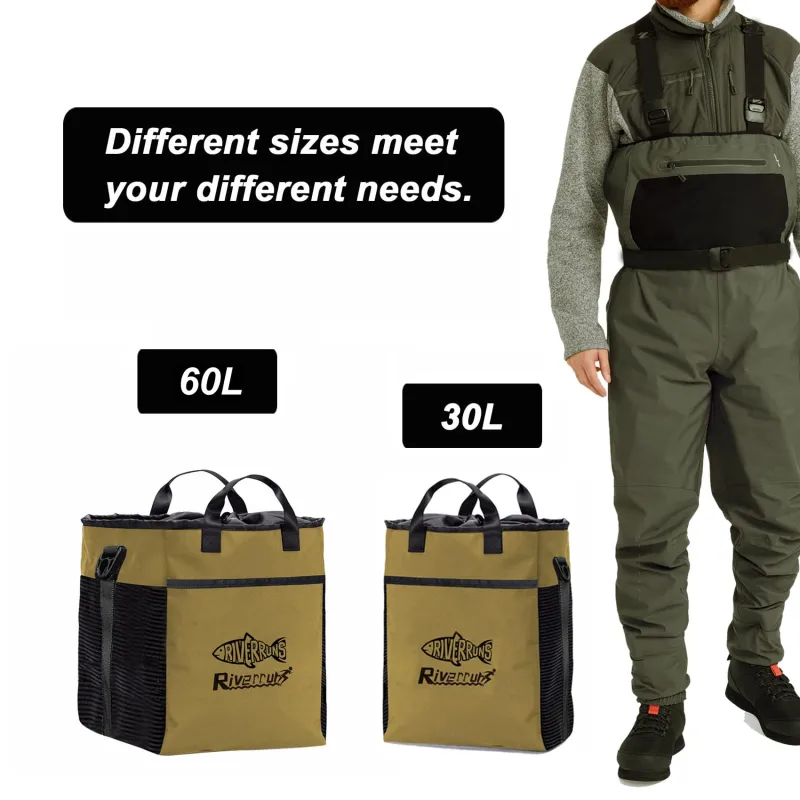 Riverruns Fishing Hunting Wader Bag with Vented Mesh, Waders Boots Bag, Fly Fishing Storage Bag for Fishing, Hiking, Camping