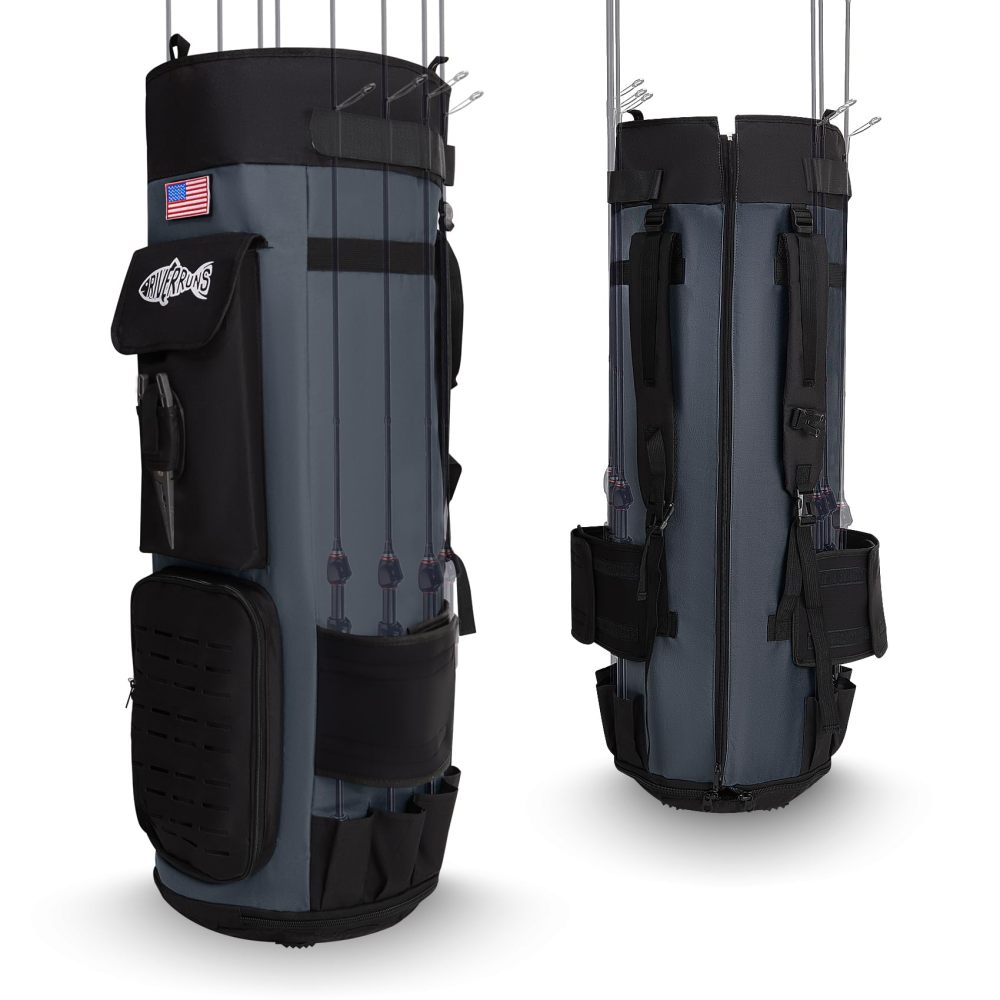 Riverruns Dual-purpose Fishing Rod Bag, fishing pole bag. Foldable 108L Large Storage Case Holds 8 Rods & Reels, Water-resistant Bag for Fishing Gear and Equipment, Ideal for Fishing Enthusiasts