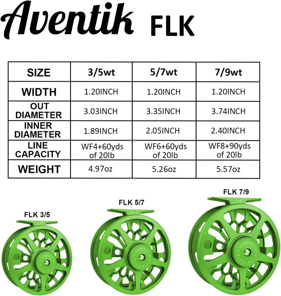 Z Aventik FLK Fly Fishing Reel Aluminum Trout 3/5, 5/7, 7/9wt Large Arbor Freshwater Fly Reel
