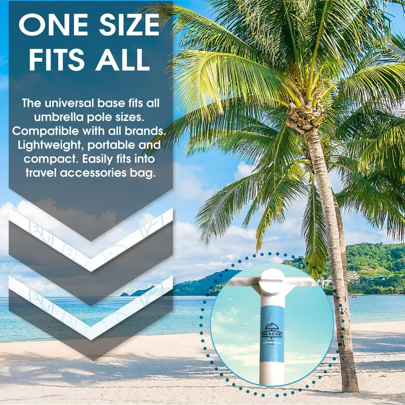 Beach Umbrella Sand Anchor – Heavy Duty 10" Universal Stand with Ground Anchor Screw for Tent, Parasol, Sun Shelter – Superior Sun Protection Shade – White Beach Umbrella Anchor for Sand Base