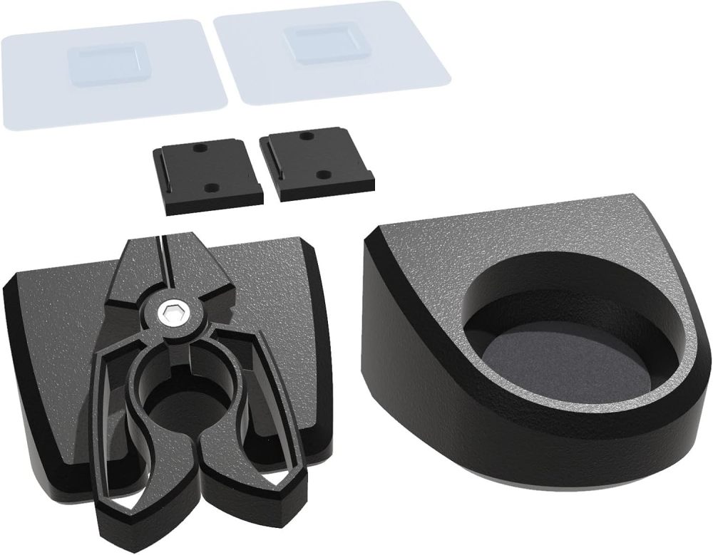 3D Printed Magnetic Fishing Rod Holder | Multi-Functional Rod Rack for Garage and Wall | Cyberpunk Style | Quick-Release Design (1-rod holder), Black