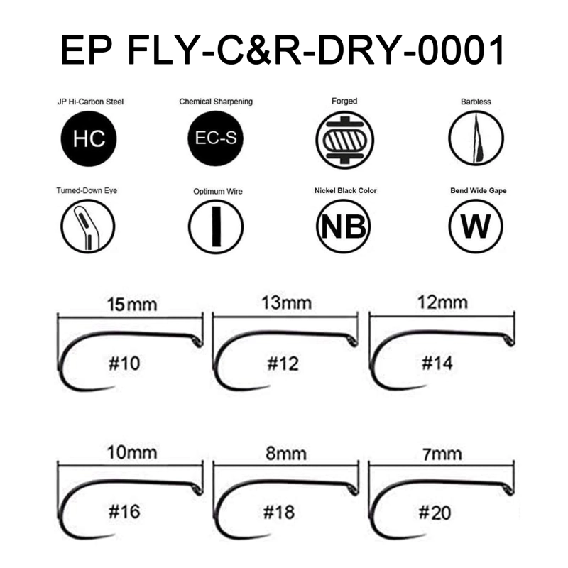 Eupheng Fly Hooks Assortment of Best Sizes Dry Wet Nymph Shrimp&Pupa, Streamer, Caddis, Jig, Scud Flies Great Value Package Barbless Catch & Release Fishing Hooks