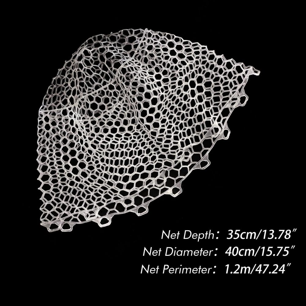 Riverruns Rubber Net Replacement Fishing Net Bag Fly Fishing Foldable Fish Landing Net for Freshwater Saltwater Without Handle 6 Sizes