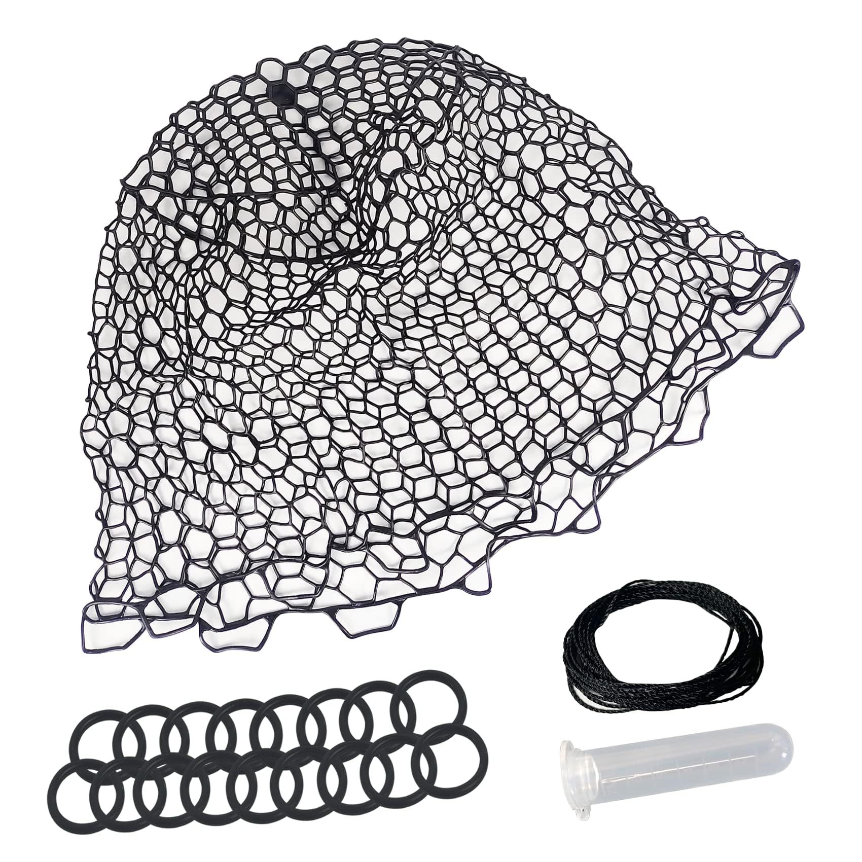 Riverruns Rubber Net Replacement Fishing Net Bag Fly Fishing Foldable Fish Landing Net for Freshwater Saltwater Without Handle 6 Sizes
