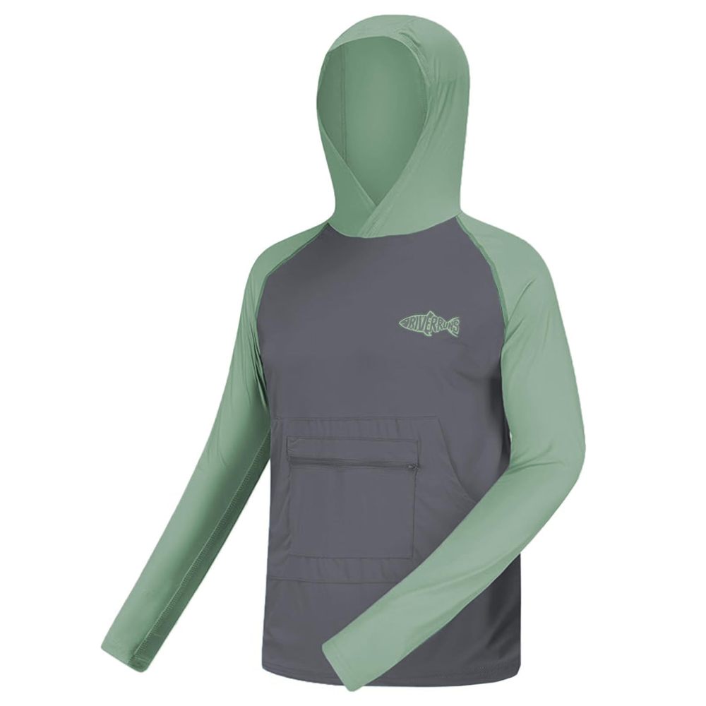 UPF 50+ Sun Protection Hoodie Shirt Rash Guard Long Sleeve Shirt Kangaroo Pocket Ice-Cool Quick Dry Shirts