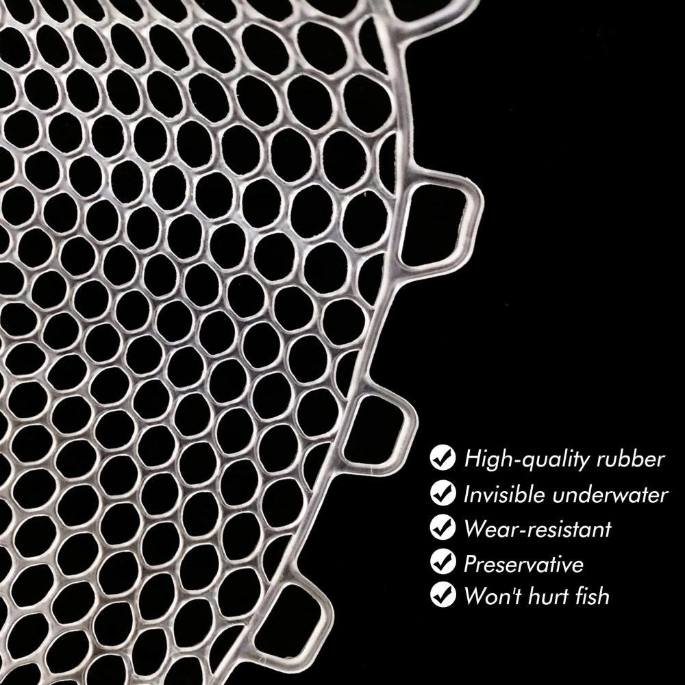 Riverruns Rubber Net Replacement Fishing Net Bag Fly Fishing Foldable Fish Landing Net for Freshwater Saltwater Without Handle 6 Sizes
