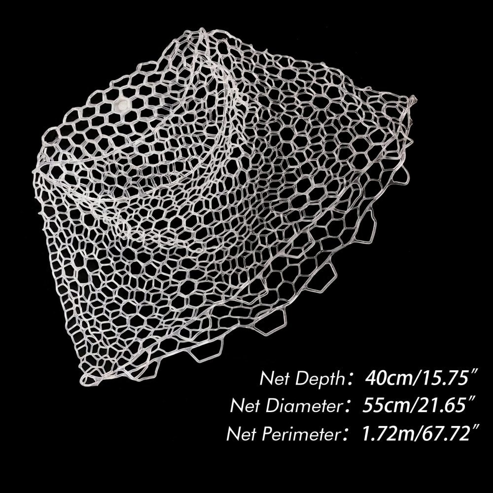 Riverruns Rubber Net Replacement Fishing Net Bag Fly Fishing Foldable Fish Landing Net for Freshwater Saltwater Without Handle 6 Sizes