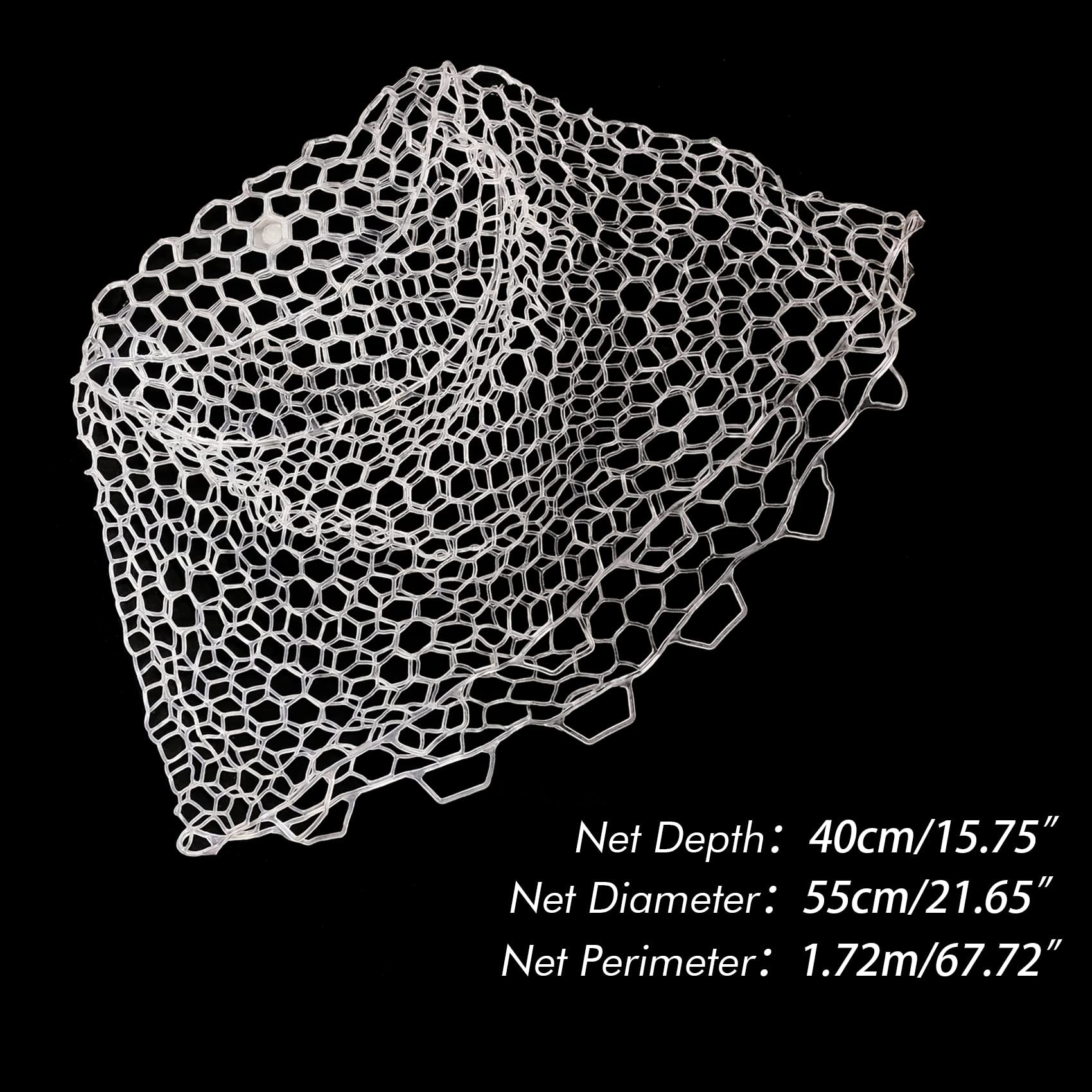 Riverruns Rubber Net Replacement Fishing Net Bag Fly Fishing Foldable Fish Landing Net for Freshwater Saltwater Without Handle 6 Sizes