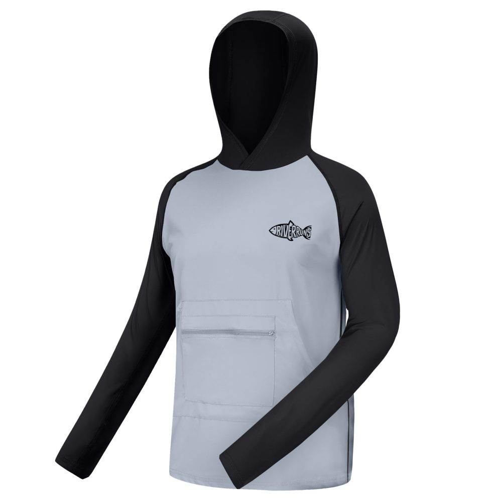 UPF 50+ Sun Protection Hoodie Shirt Rash Guard Long Sleeve Shirt Kangaroo Pocket Ice-Cool Quick Dry Shirts