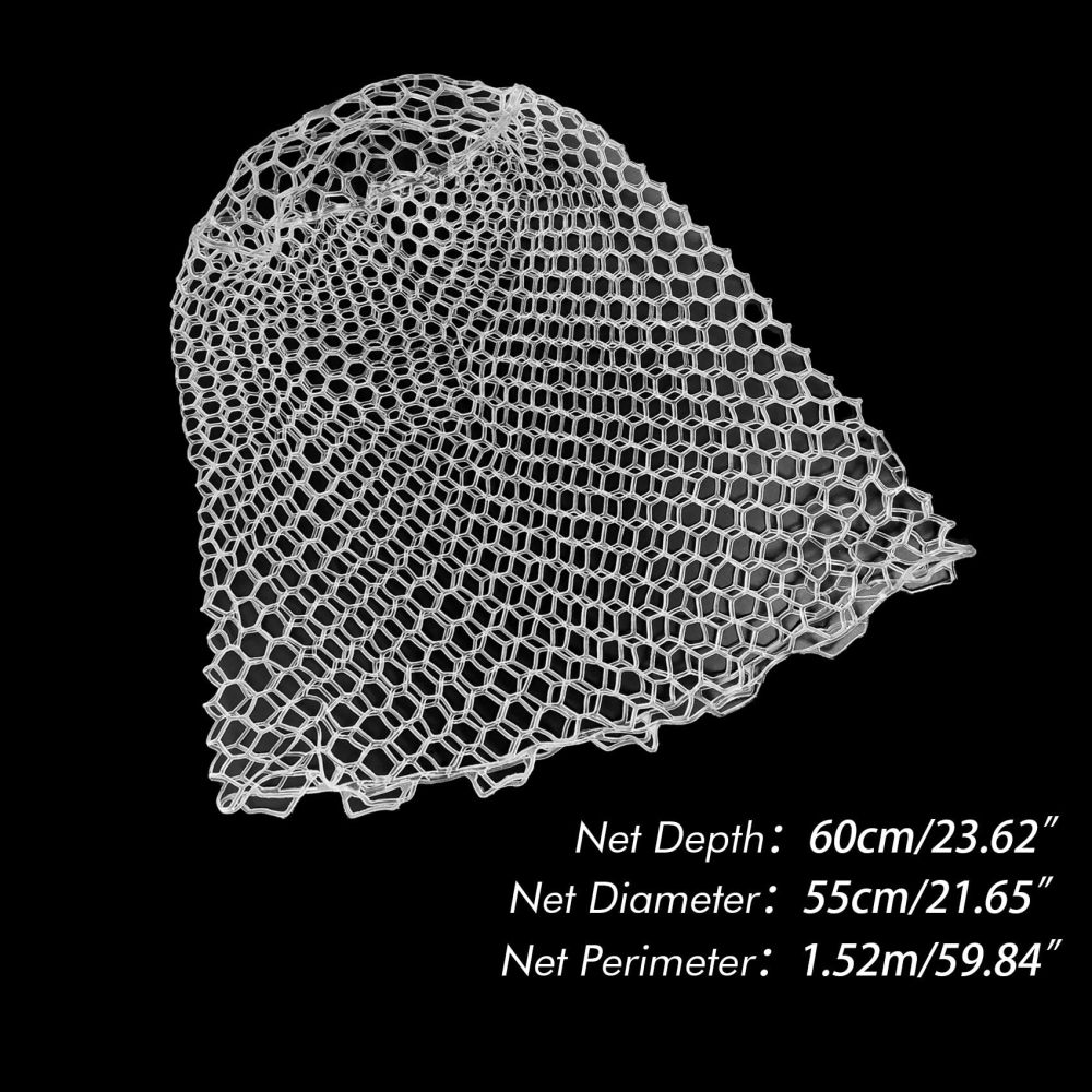 Riverruns Rubber Net Replacement Fishing Net Bag Fly Fishing Foldable Fish Landing Net for Freshwater Saltwater Without Handle 6 Sizes