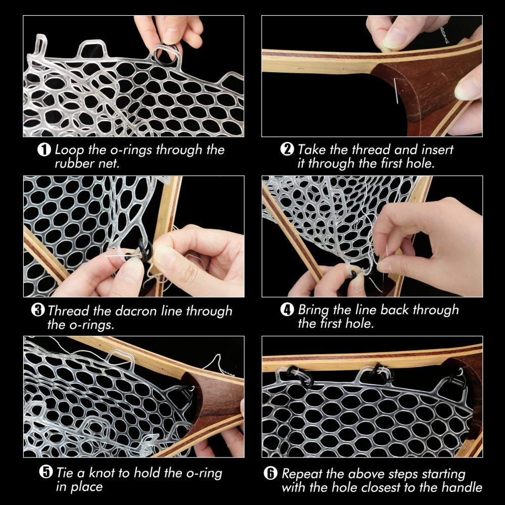 Riverruns Rubber Net Replacement Fishing Net Bag Fly Fishing Foldable Fish Landing Net for Freshwater Saltwater Without Handle 6 Sizes