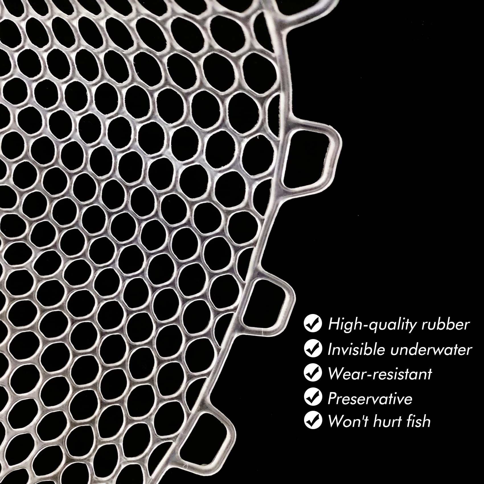 Riverruns Rubber Net Replacement Fishing Net Bag Fly Fishing Foldable Fish Landing Net for Freshwater Saltwater Without Handle 6 Sizes