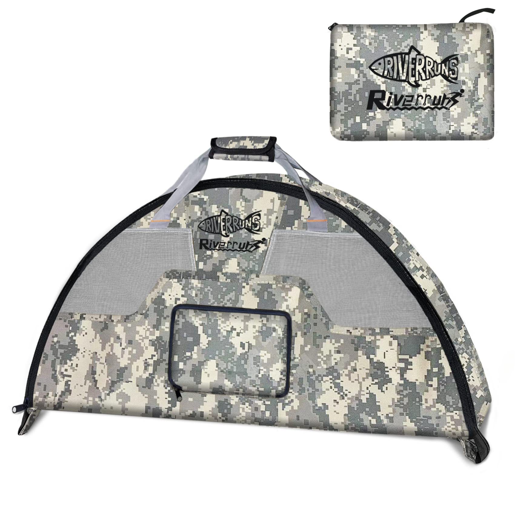 Riverruns Fishing Hunting Wader Bag with Vented Mesh, Foldable Waders Boots Bag, Fly Fishing Changing Pad & Bag for Fishing, Hiking, Camping