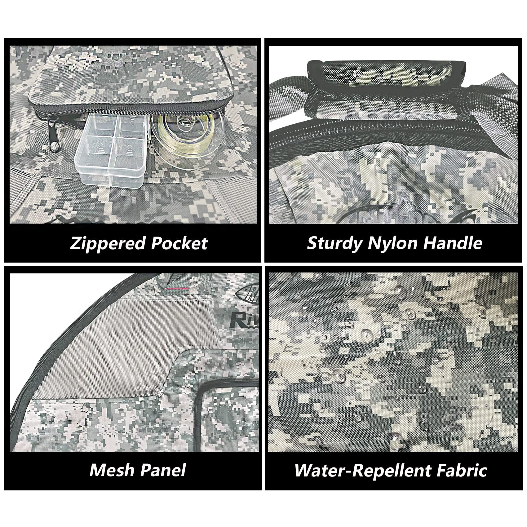 Riverruns Fishing Hunting Wader Bag with Vented Mesh, Foldable Waders Boots Bag, Fly Fishing Changing Pad & Bag for Fishing, Hiking, Camping