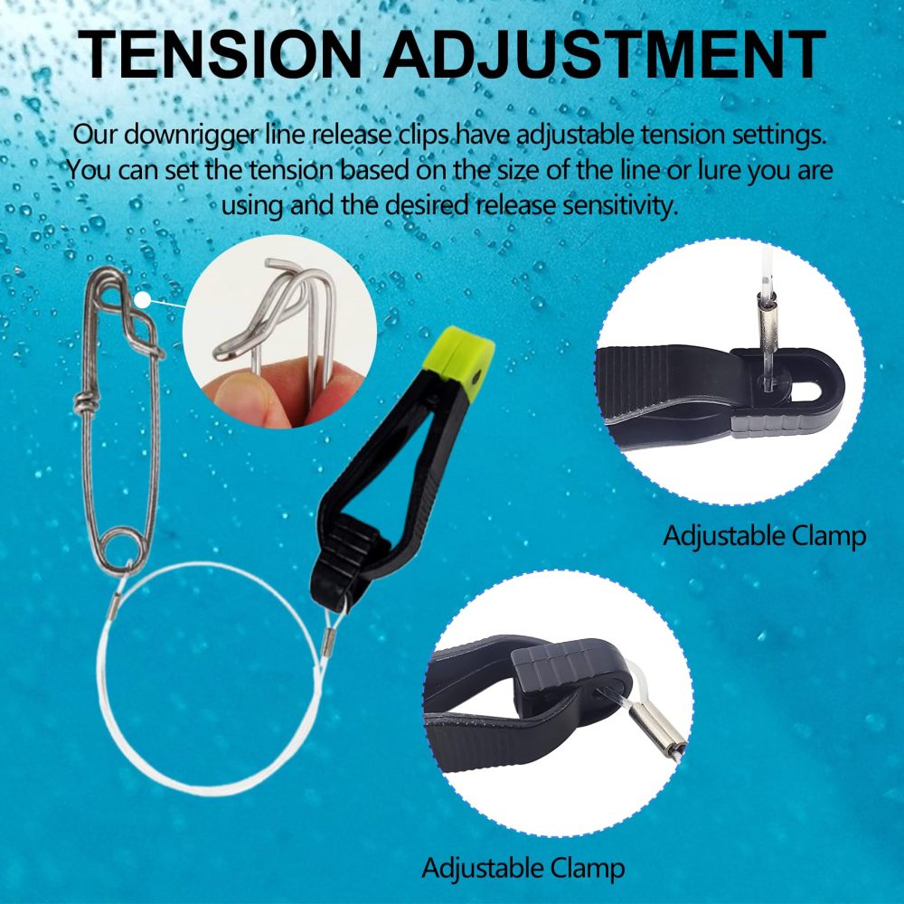 Downrigger Line Release Clips, 18-Inch Leader with Snap, Weight Release Clips for Planer Board Downrigger Trolling Offshore Fishing