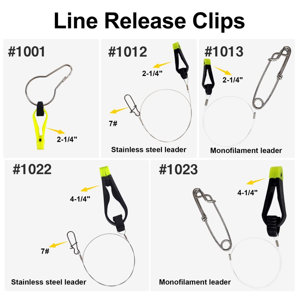 Downrigger Line Release Clips, 18-Inch Leader with Snap, Weight Release Clips for Planer Board Downrigger Trolling Offshore Fishing