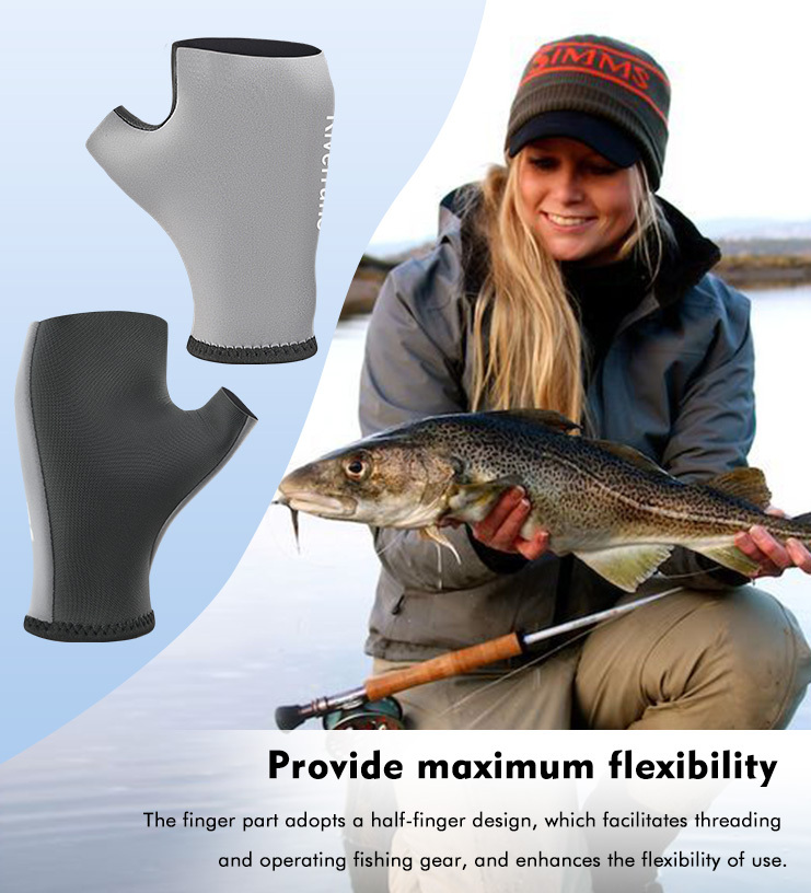 Riverruns 3mm Neoprene Gloves Fingerless Gloves Water Gloves Wetsuit Winter Gloves for Cold Weather Fishing Photography Kayaking Surfing Running