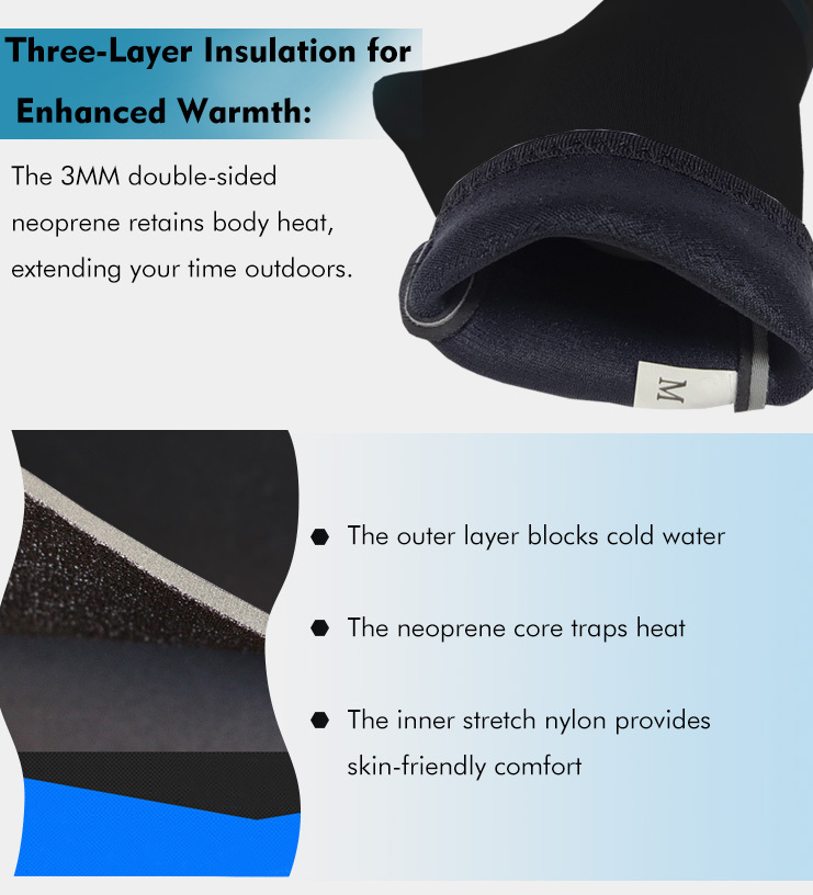 Riverruns 3mm Neoprene Gloves Fingerless Gloves Water Gloves Wetsuit Winter Gloves for Cold Weather Fishing Photography Kayaking Surfing Running